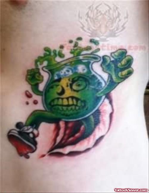 Zombie Green Tattoo On Rib