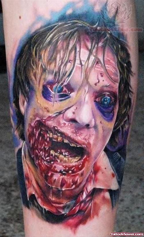 Zombie Injured Face Tattoo
