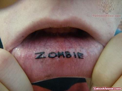 Zombie Tattoo On Lip