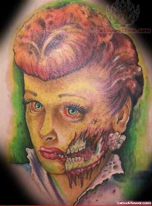 Funny Zombie Face Tattoo