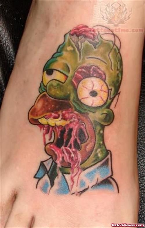 Simpson Zombie Tattoo On Foot