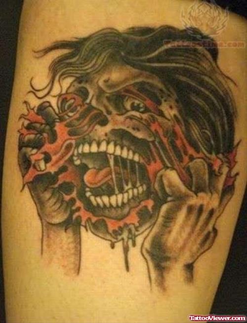Zombie Black Skull Tattoo