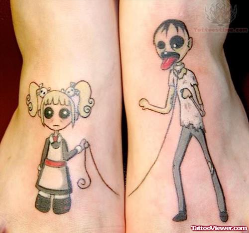 Pet Zombie Tattoo On Feet