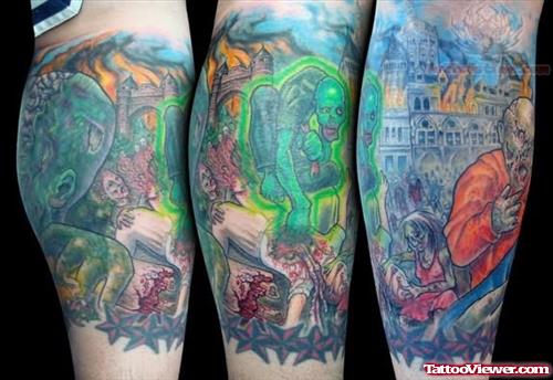 Zombie Colorful Tattoo