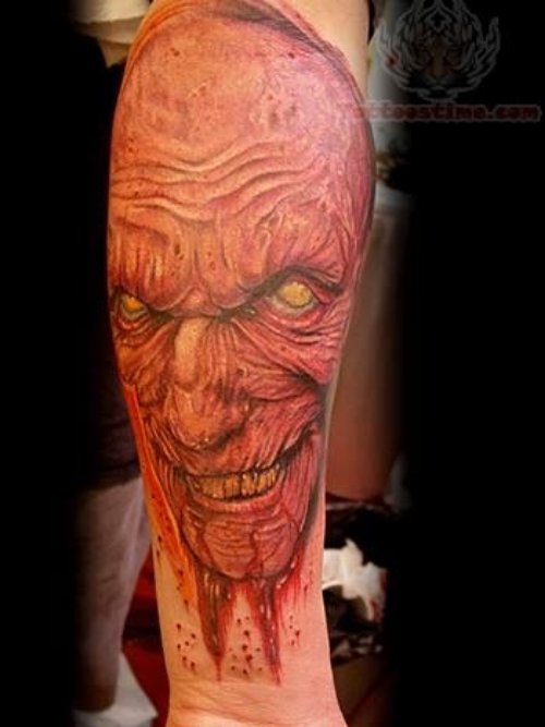 Large Zombie Tattoo On Arm