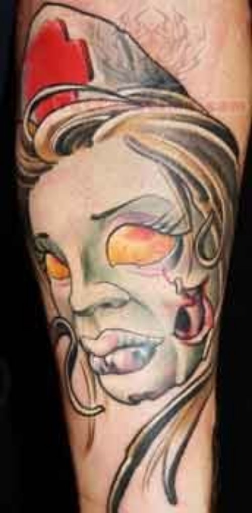 Zombie Yellow Eyes Tattoo
