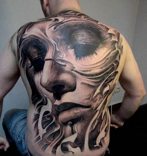 3D Woman Tattoo On Back