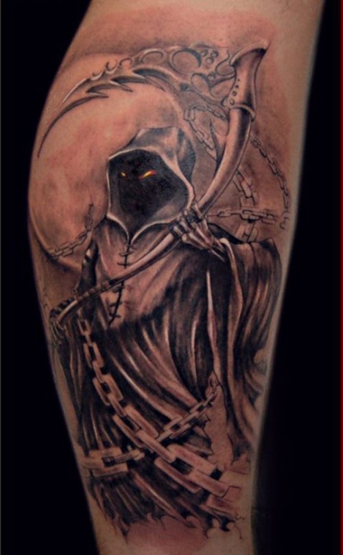 Awesome 3D Grim Reaper Tattoo