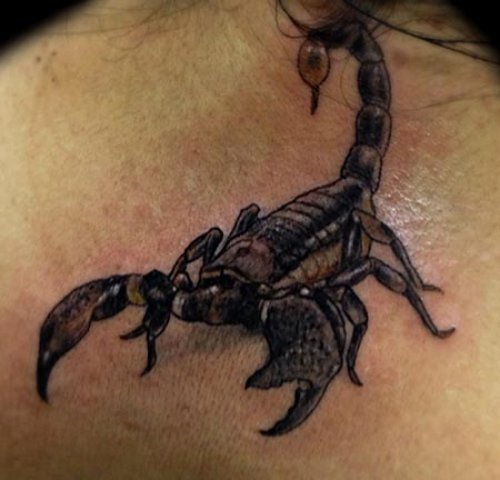 Dark Ink Scorpio 3D Tattoo On Back