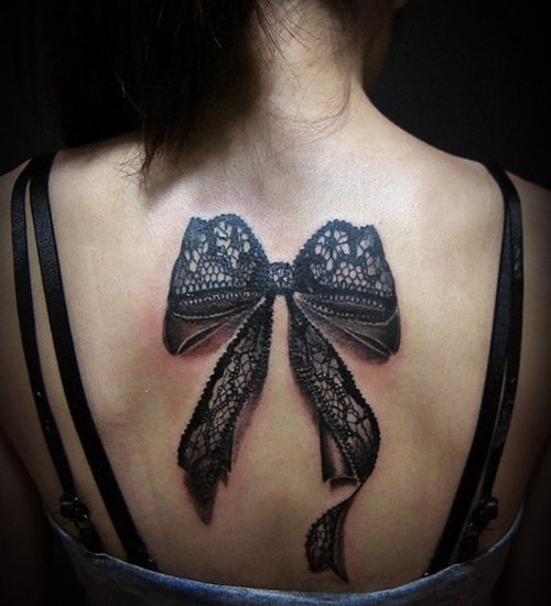 3D Bow Tattoo On Girl Back