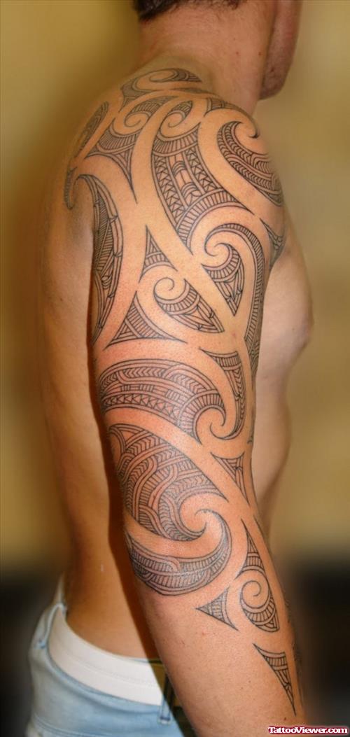 African Tribal Tattoo On Right Half Sleeve