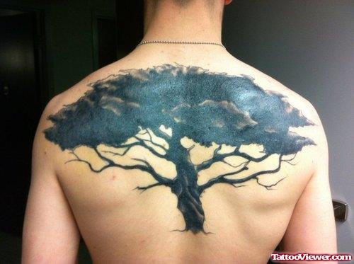 African Tree Tattoo On Man Back