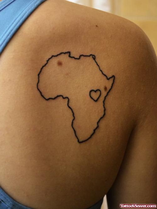 African Map Tattoo With Tiny Heart