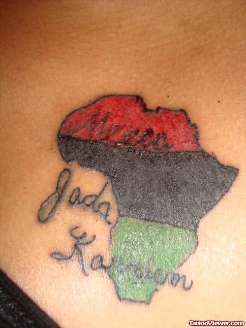 African Colored Map Tattoo