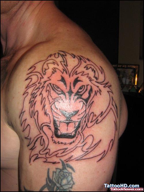 African Lion Tattoo On Shoulder