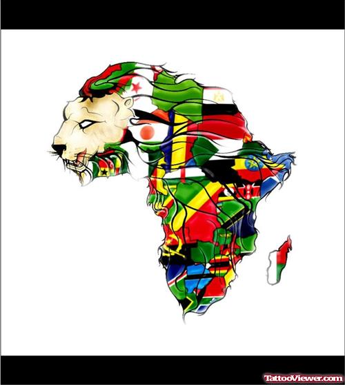 Beautiful Colored African Map Tattoo Design