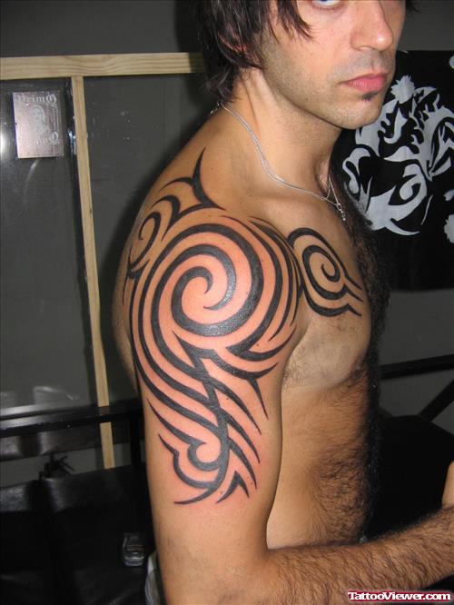 Tribal African Tattoo On Right Half Sleeve