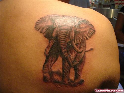 Realistic African Tattoo On Right Back Shoulder