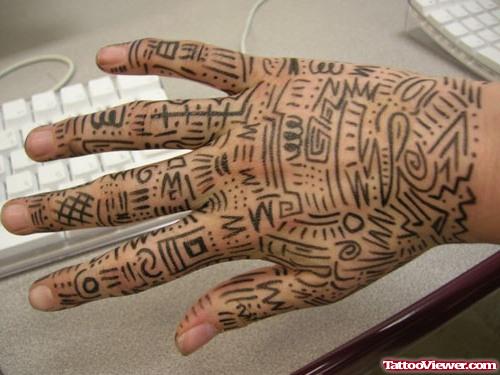 African Tribal Tattoo On Right Hand