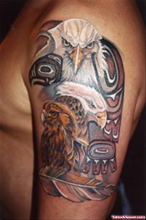 African Eagle Tattoo On Left Half Sleeve