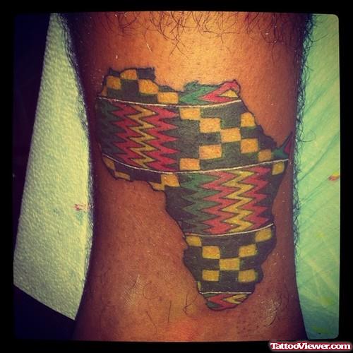 Stylish African Map Tattoo On Ankle