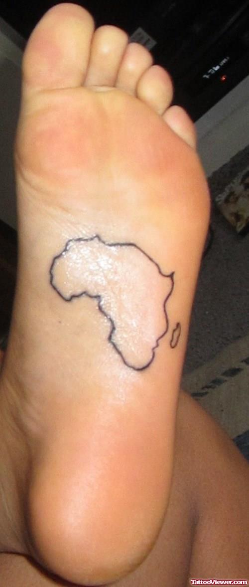 Cute African Outline Map Tattoo On Foot