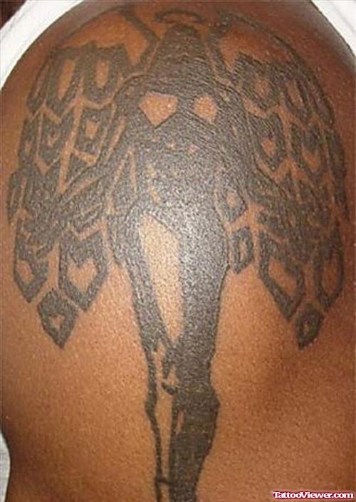Black Ink African Tattoo On Shoulder