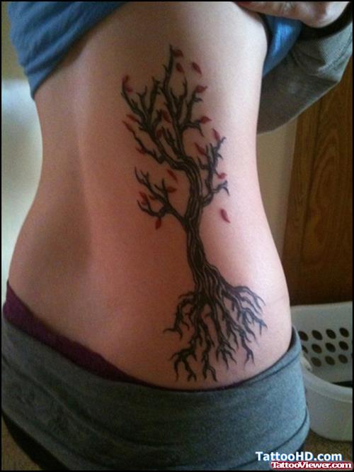 African Tree Tattoo On Side Rib