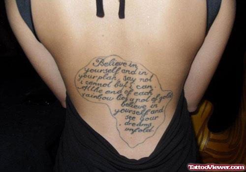 Believe in Yourself - Quote Ib African Map Tattoo On Back