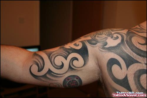 African Tribal Tattoo On Half Sleeve