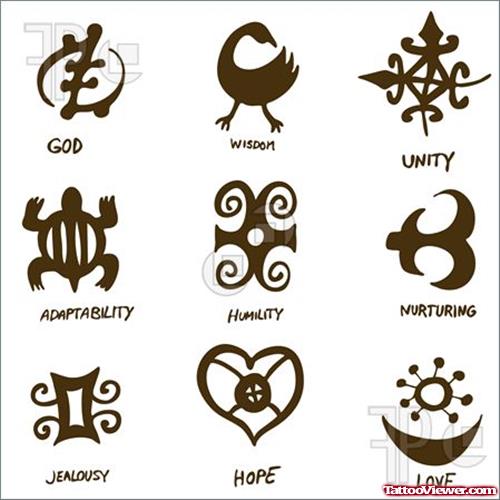 African Symbols Tattoos Design