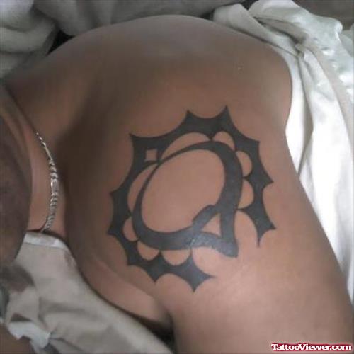 African Symbol Tattoo On Man Shoulder