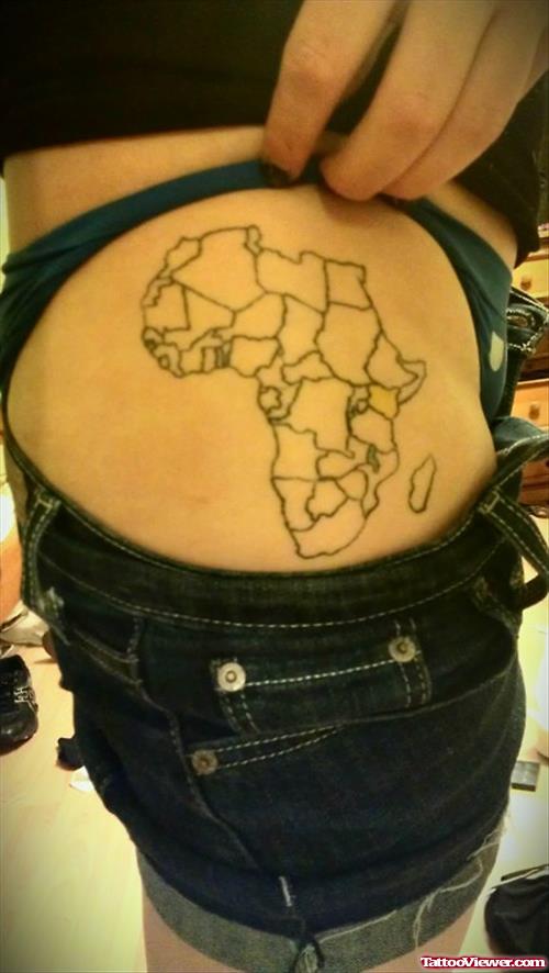 African Map Tattoo On Side For Girls
