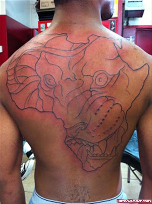 African Map Tattoo On Back Body