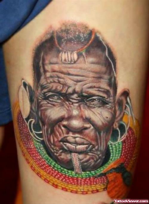 Awesome Colored African People Tattoo