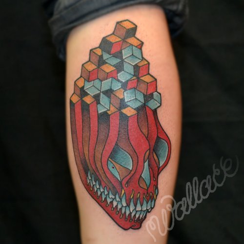 African Skull colored Tattoo