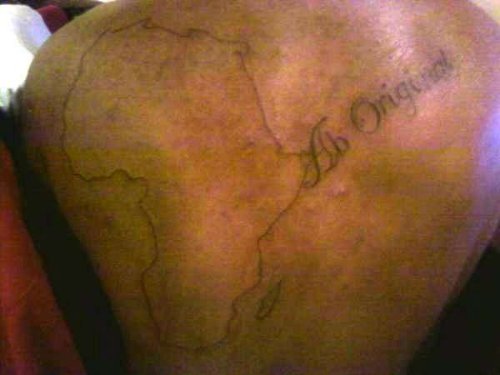 Simple African Outline Map Tattoo On Back