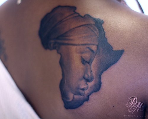 African Queen Tattoo With Map