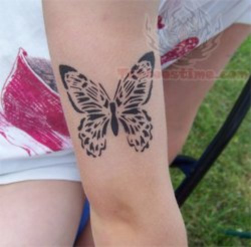 Black Butterfly Airbrush Tattoo On Arm