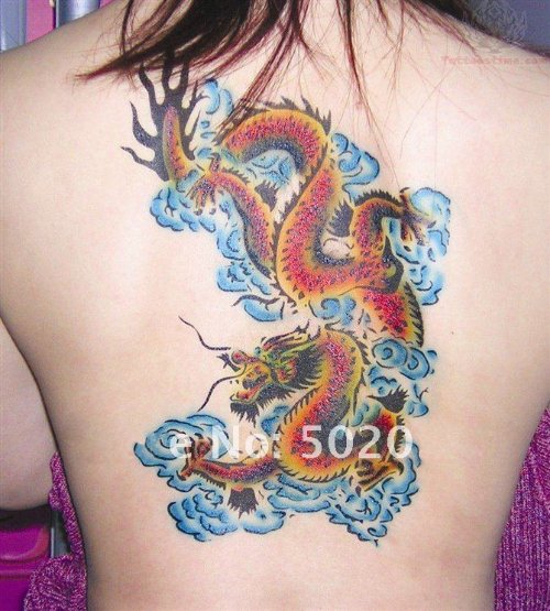 Dragon Air Brush Tattoo On Girl Back