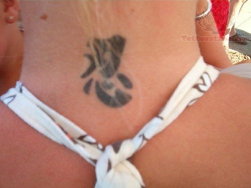 Kanji Symbol Airbrush Tattoo On Neck