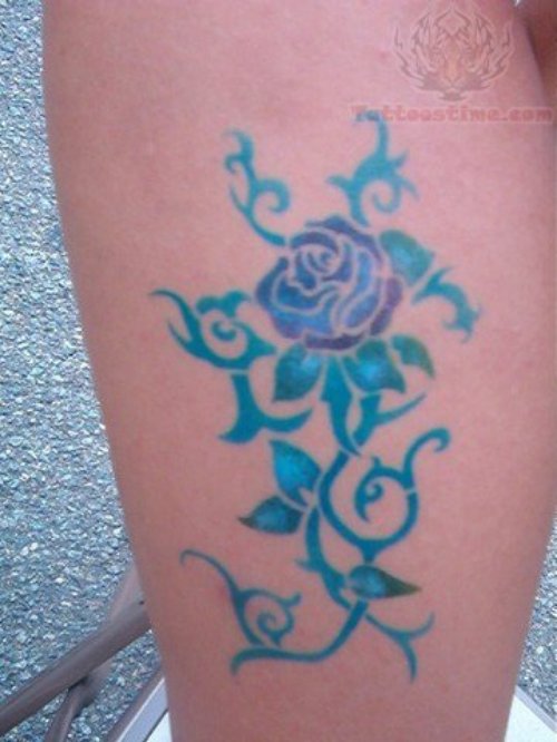Color Rose Airbrush Tattoo On Half Sleeve