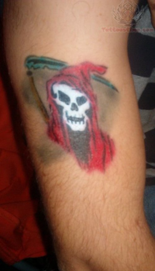 Color Ink Grim Reaper Airbrush Tattoo
