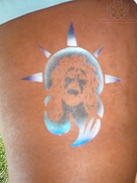 Airbrush Scary Tattoo On Back Shoulder