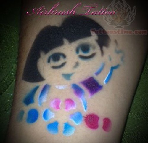 Airbrush Girl Colorful Tattoo