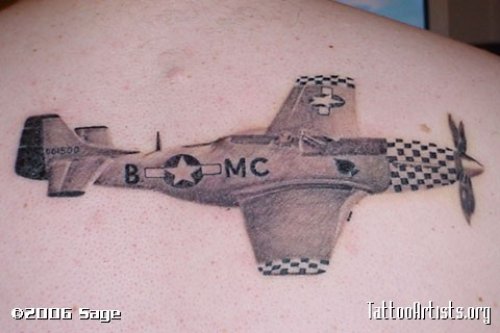 Airplane Tattoo On Back Body