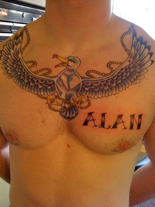 Albatross Tattoo On Man Chest