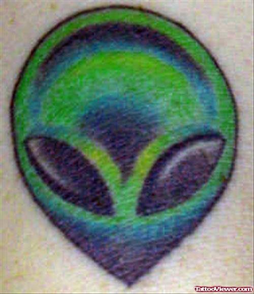 Green Ink Alien Head Tattoo For Guys