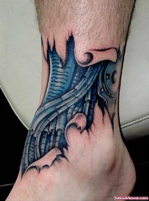 Color Ink Alien Tattoo On Ankle