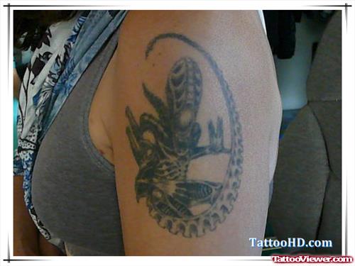 Alien Tattoo On Left SHoulder For Girls